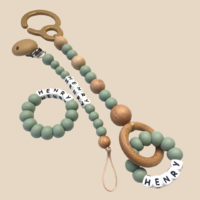 PERSONALISED Dummy clip, teether and pram toy set - bundle and SAVE!