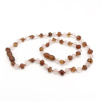 Cognac Baltic Amber + Rose Quartz gemstone
