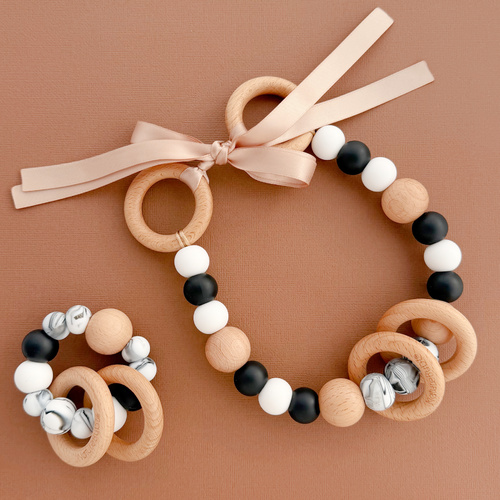 PERSONALISED Pram garland + teether - bundle and SAVE! - The Monochrome Edit